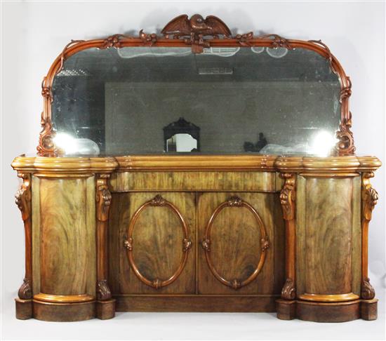 Large Victorian mahogany inverted breakfront mirror back sideboard(-)